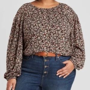 NWOT Ava & Viv Floral Blouson Sleeves Blouse 2X